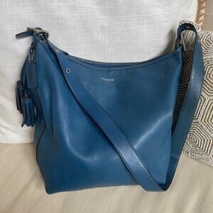 Rare Blue Coach Legacy Leather Duffle Hobo | Leather Shoulder Bag | Tassel 19893